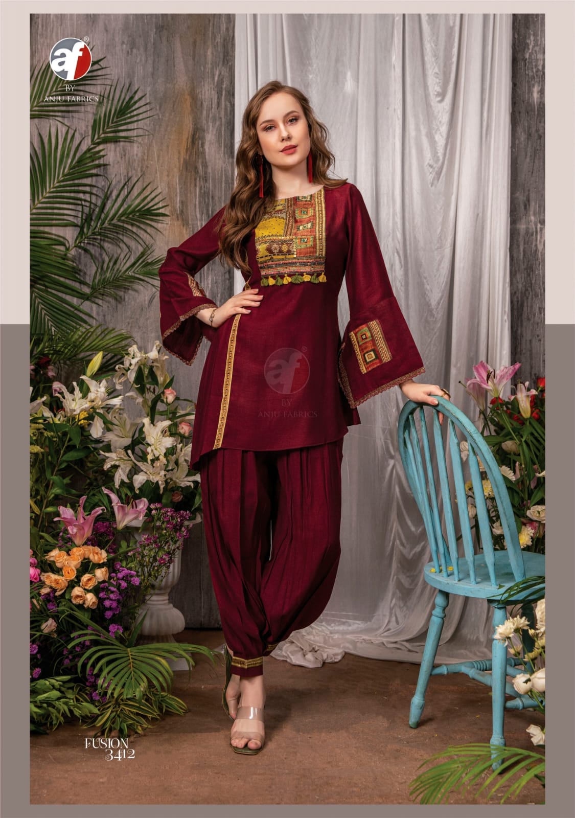 Fusion Vol 3 Afghani Style Kurti With Bottom Catalog